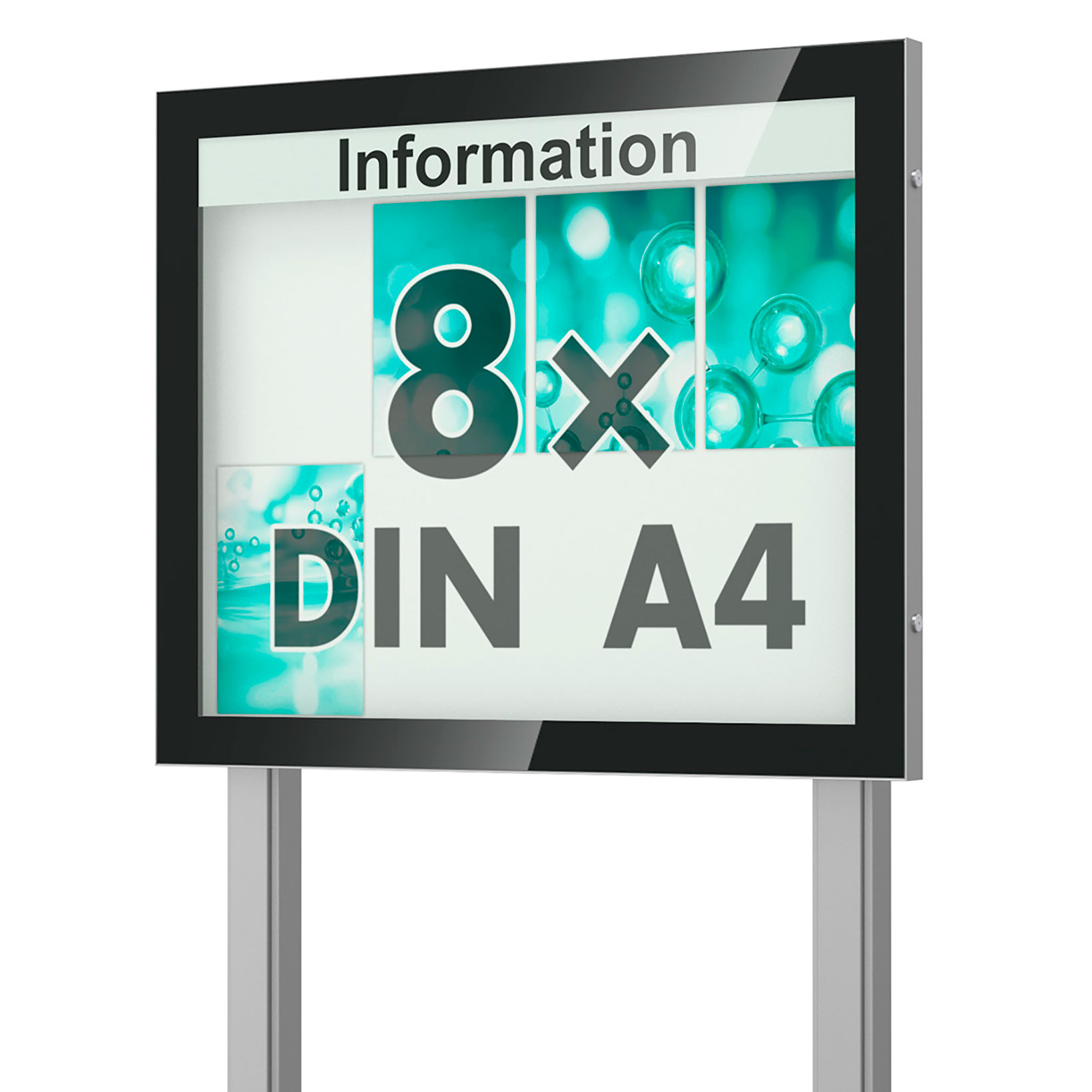 8 x DIN A4 Schaukasten Visus - freistehend mit Ständer