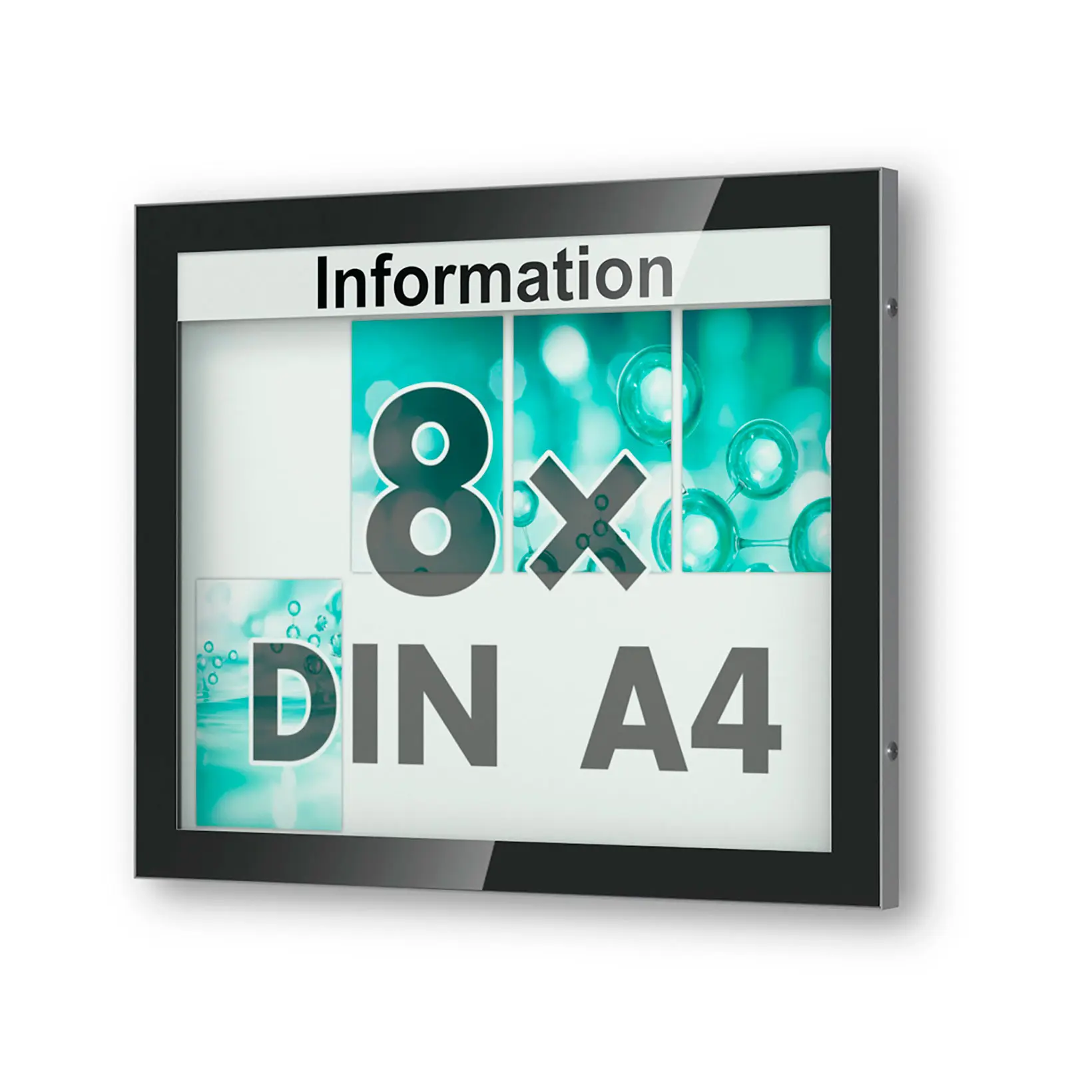 8 x DIN A4 Schaukasten Visus - Wandmontage