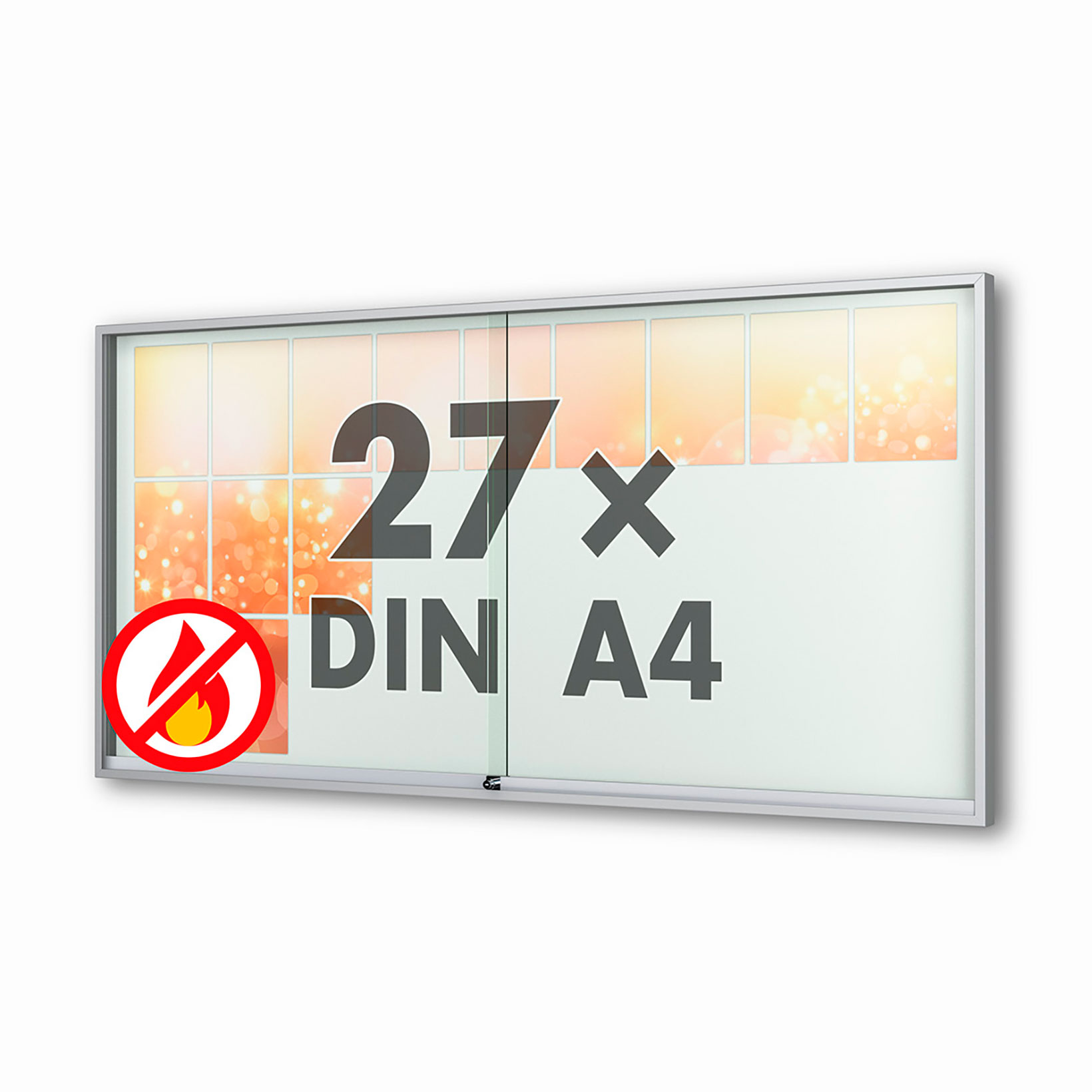 27 x DIN A4 Schaukasten Fortis mit Schiebetüren - 60 mm Bautiefe